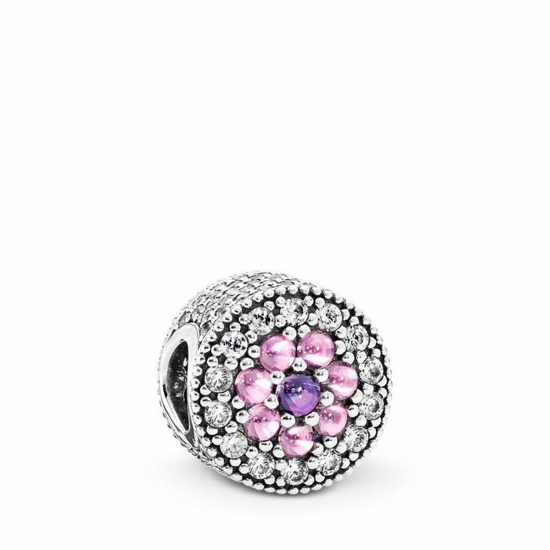 Pandora Dazzling Floral Charm - Sterling Silver/Pink/Cubic Zirconia - Canada | CE3169CY